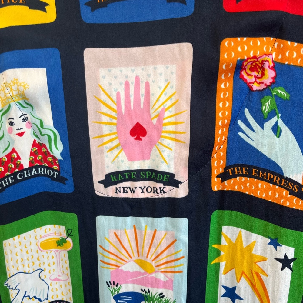 kate spade navy button-up with colorful tarot motif nightgown XL - Picture 14 of 14